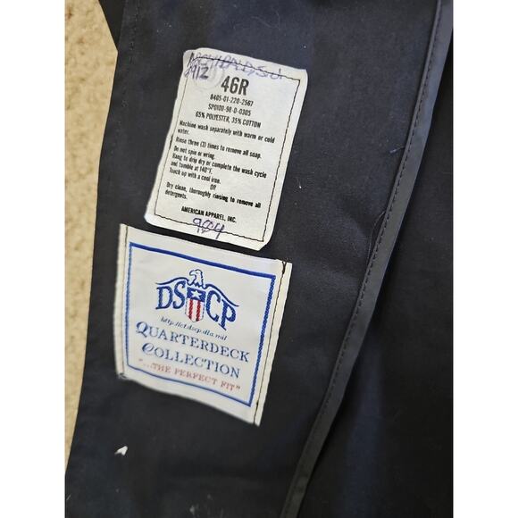 VTG DSCP Overcoat Trench Coat Men’s 46R Large Black Jacket Quarterdeck - Picture 2 of 6